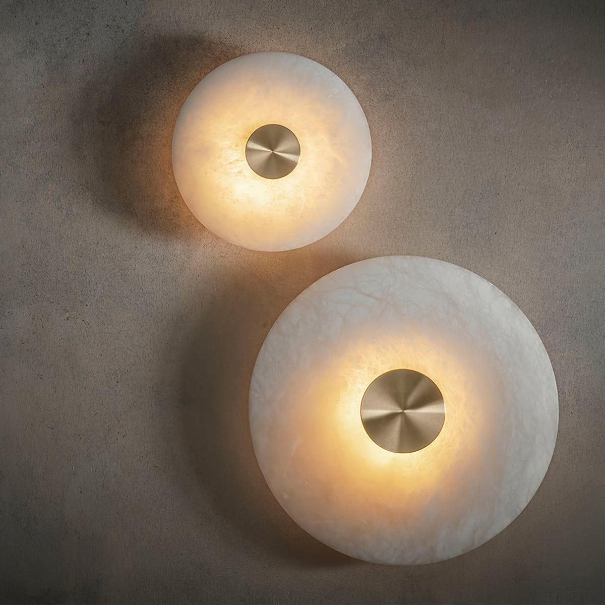 Medallion Brass Alabaster LED Wall Light