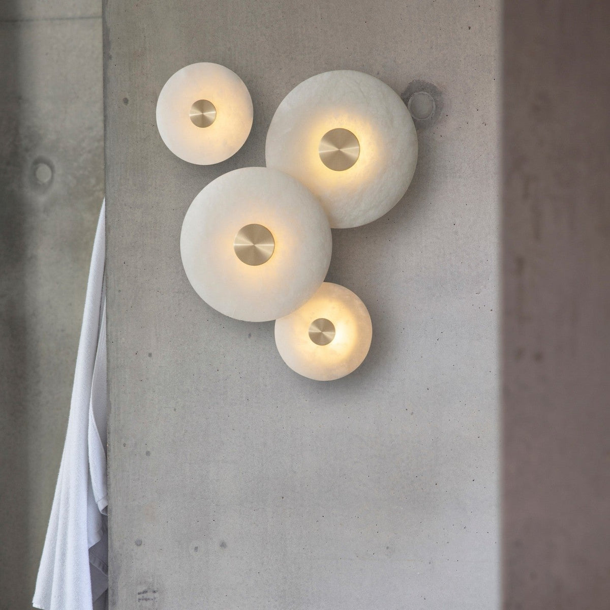 Medallion Brass Alabaster LED Wall Light