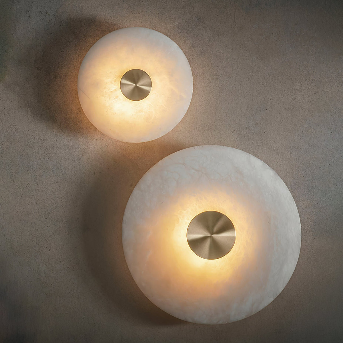 Medallion Brass Alabaster LED Wall Light