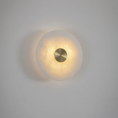Medallion Brass Alabaster LED Wall Light