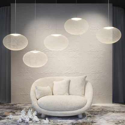 Mesh Shell Black White LED Multi-Light Pendant