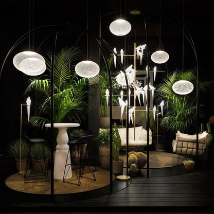 Mesh Shell Black White LED Multi-Light Pendant