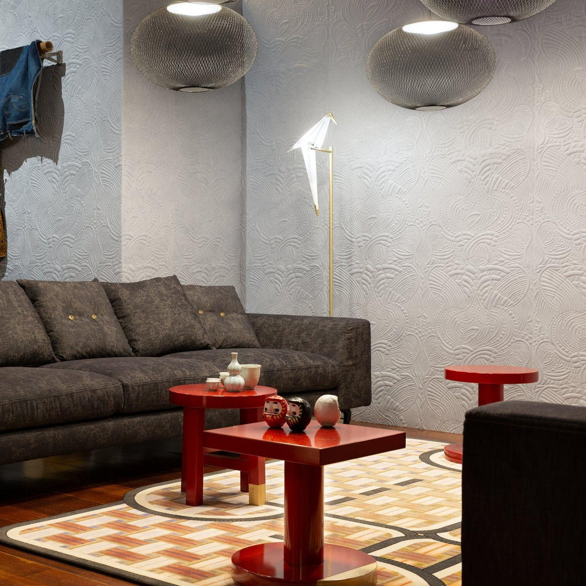 Mesh Shell Black White LED Multi-Light Pendant