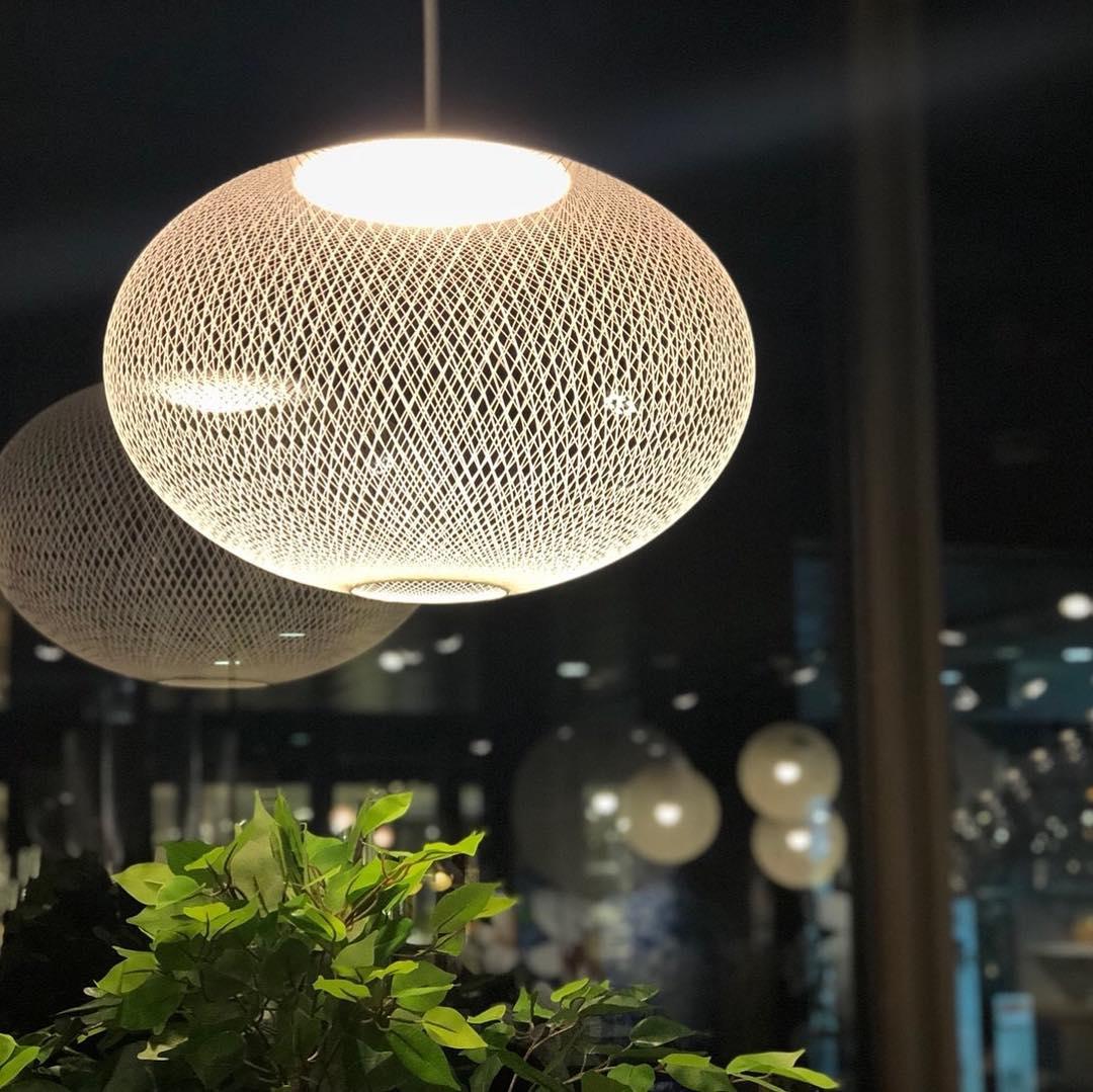 Mesh Shell Black White LED Multi-Light Pendant