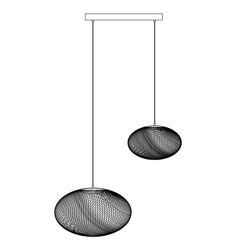 Mesh Shell Black White LED Multi-Light Pendant