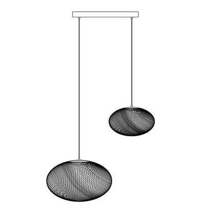 Mesh Shell Black White LED Multi-Light Pendant