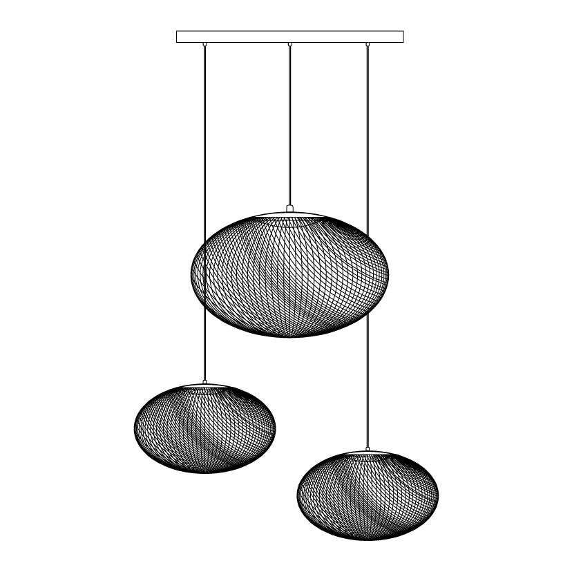Mesh Shell Black White LED Multi-Light Pendant