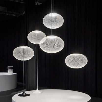 Mesh Shell Black White LED Multi-Light Pendant