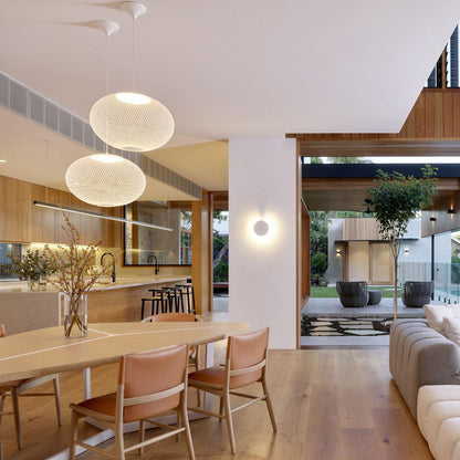 Mesh Shell Black White LED Multi-Light Pendant