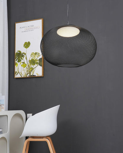 Mesh Shell Black White LED Multi-Light Pendant