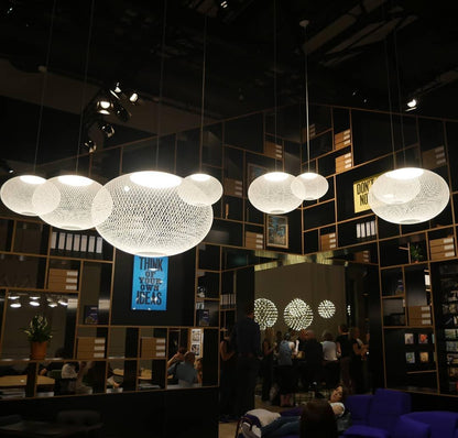 Mesh Shell Black White LED Multi-Light Pendant