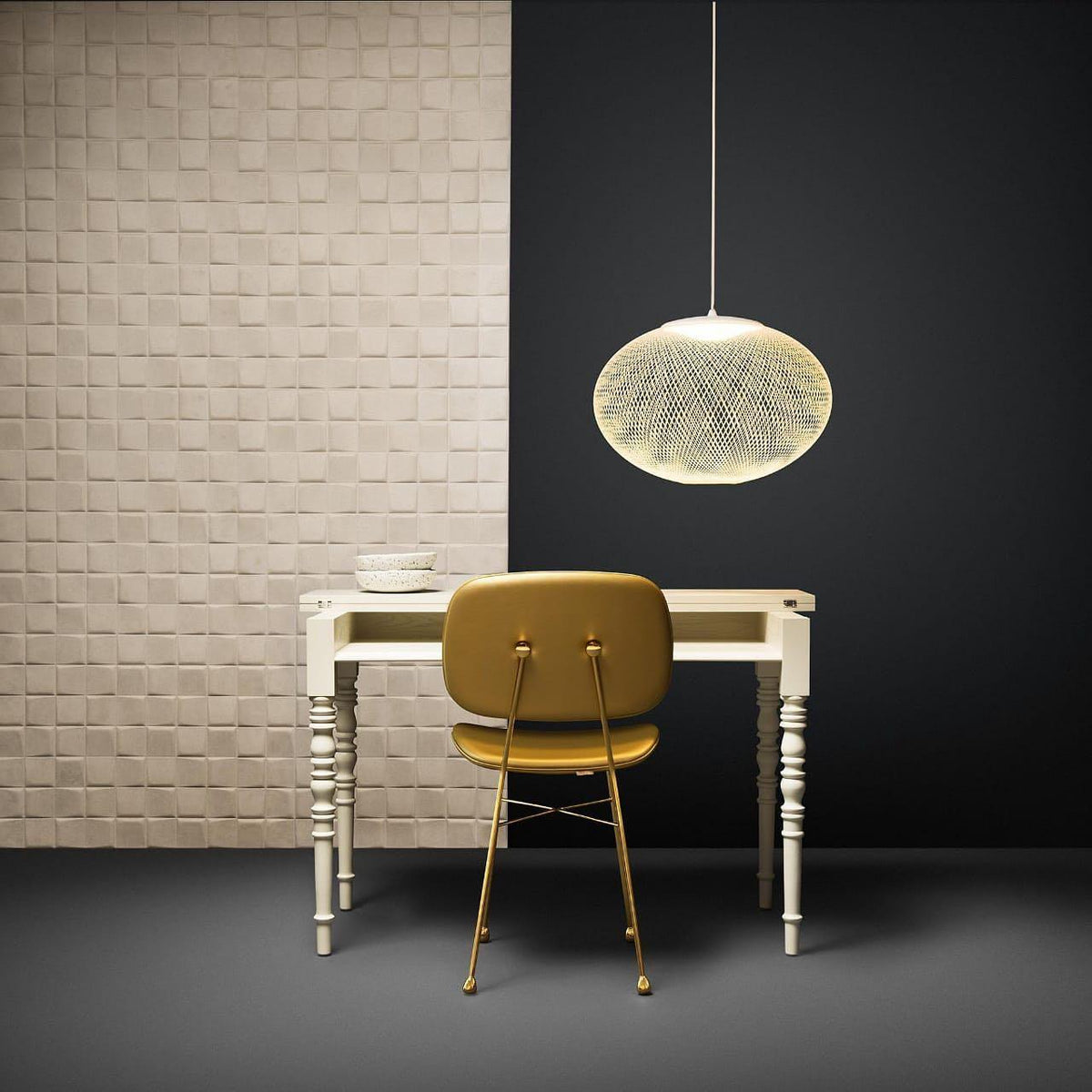 Mesh Shell Black White LED Multi-Light Pendant