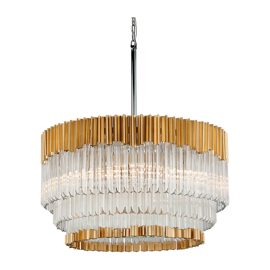 Metallic Gold Leaf Stainless Eight-Light Chandelier