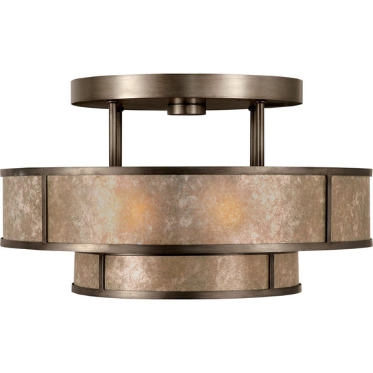 Mica Drum Patinated Bronze Semi-Flush Light