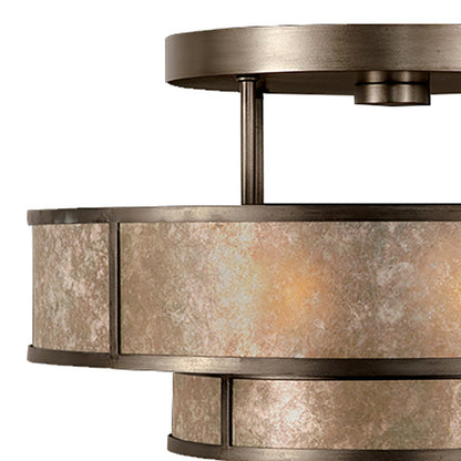 Mica Drum Patinated Bronze Semi-Flush Light