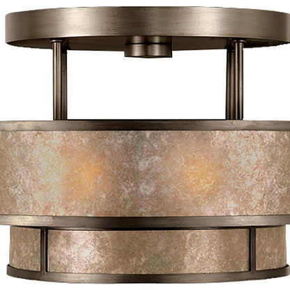 Mica Drum Patinated Bronze Semi-Flush Light