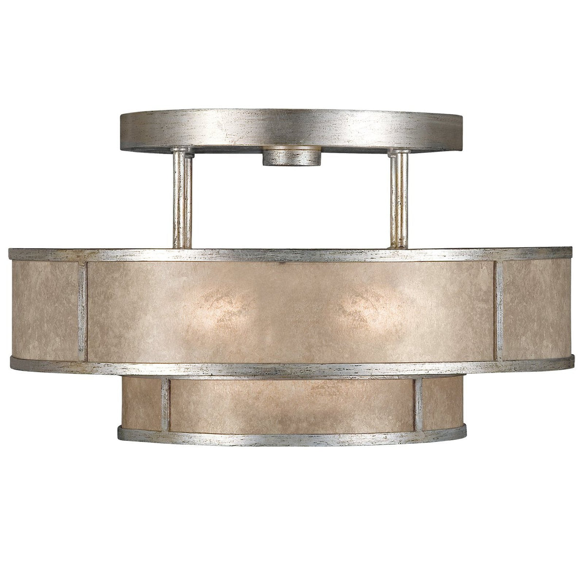 Mica Drum Patinated Bronze Semi-Flush Light