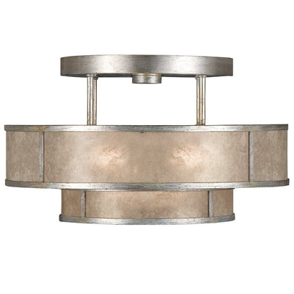Mica Drum Patinated Bronze Semi-Flush Light
