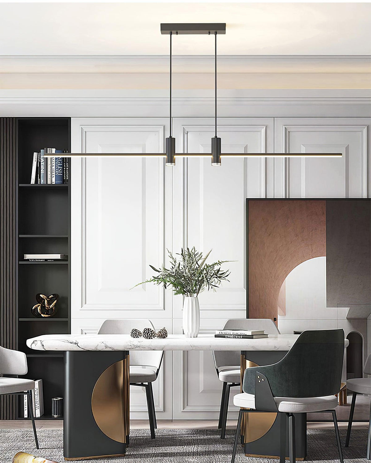 Minimal Rail Black Gold LED Linear Pendant