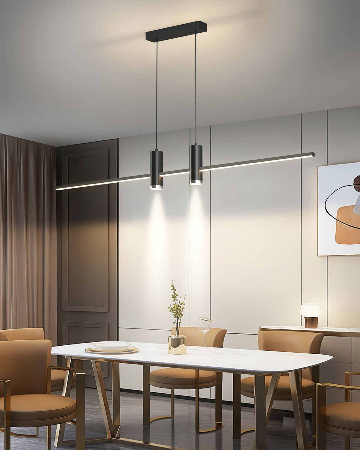 Minimal Rail Black Gold LED Linear Pendant