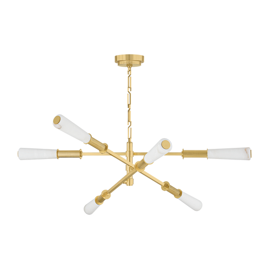 Mobile Alabaster Vintage Brass LED Chandelier