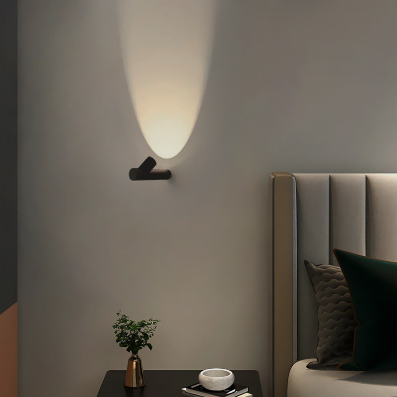 Modern Bamboo-Style Bedside Wall Light / Large Black / Warm Light