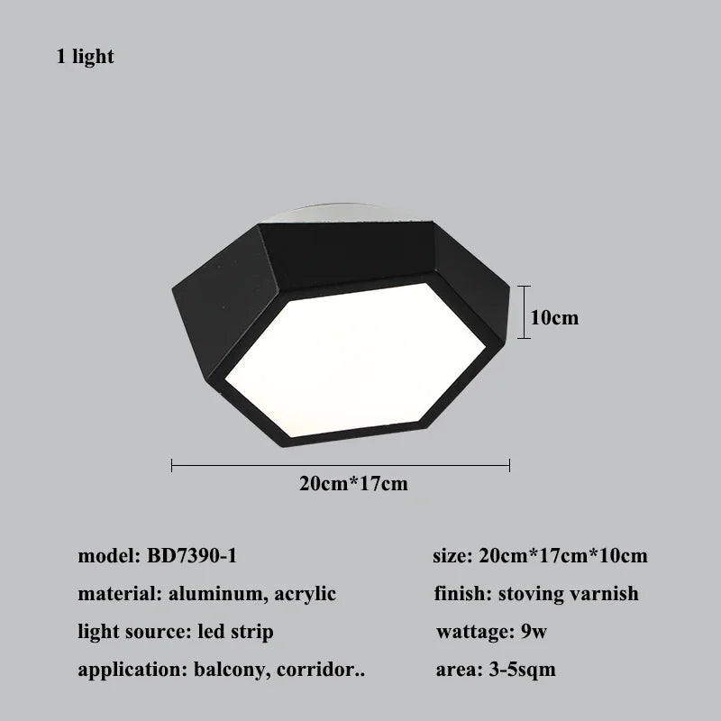 Modern LED Acrylic Ceiling Light / Neutral Light / Black / 6 Heads