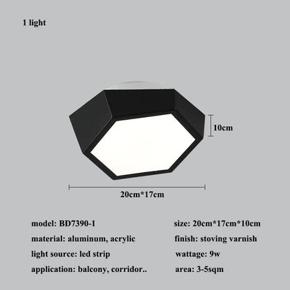 Modern LED Acrylic Ceiling Light / Neutral Light / Black / 6 Heads