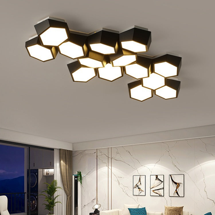 Modern LED Acrylic Ceiling Light / Neutral Light / Black / 3 Heads