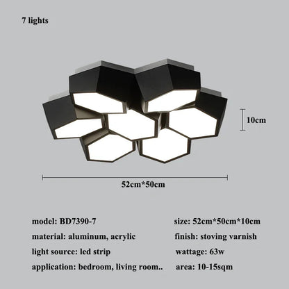 Modern LED Acrylic Ceiling Light / Neutral Light / Black / 14 Heads