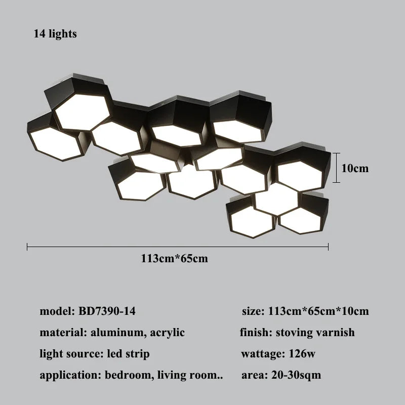 Modern LED Acrylic Ceiling Light / Neutral Light / White / 3 Heads