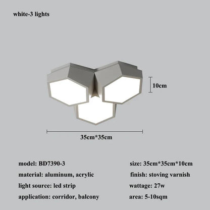 Modern LED Acrylic Ceiling Light / Neutral Light / White / 7 Heads