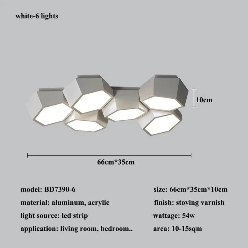 Modern LED Acrylic Ceiling Light / Neutral Light / White / 9 Heads