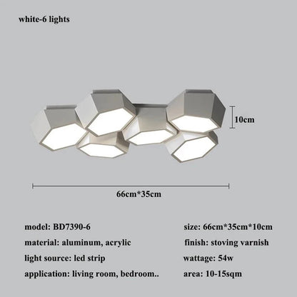 Modern LED Acrylic Ceiling Light / Neutral Light / White / 9 Heads