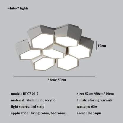 Modern LED Acrylic Ceiling Light / Neutral Light / White / 14 Heads