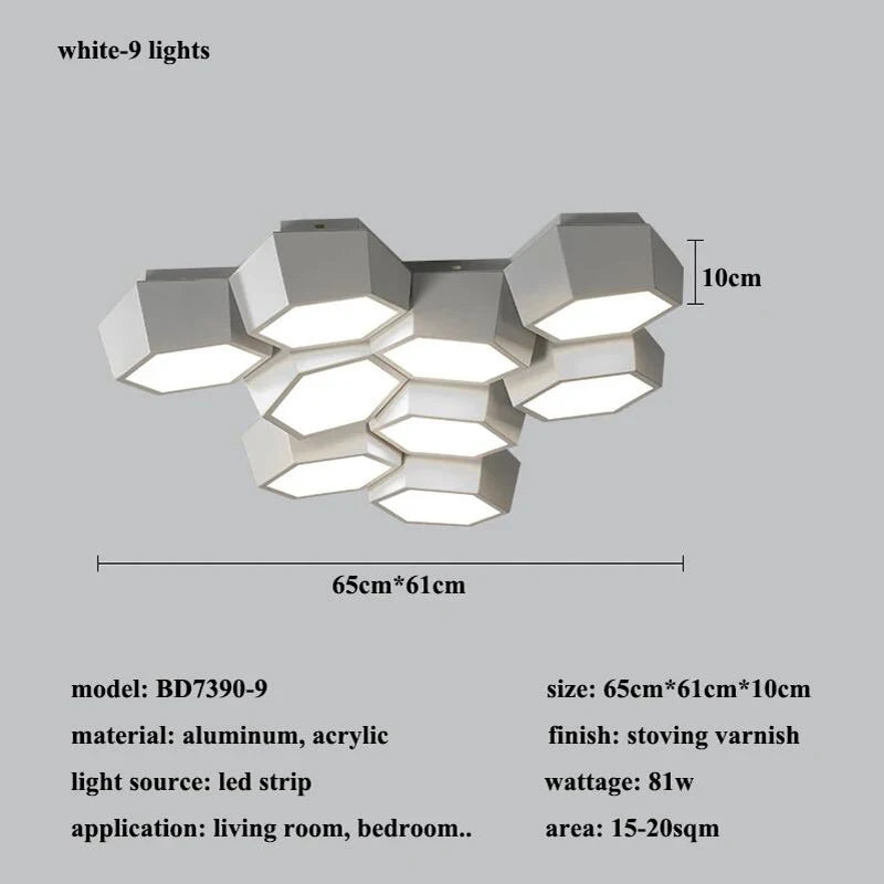 Modern LED Acrylic Ceiling Light / Three Colors / Black / 1 Head