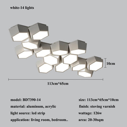 Modern LED Acrylic Ceiling Light / Three Colors / Black / 3 Heads