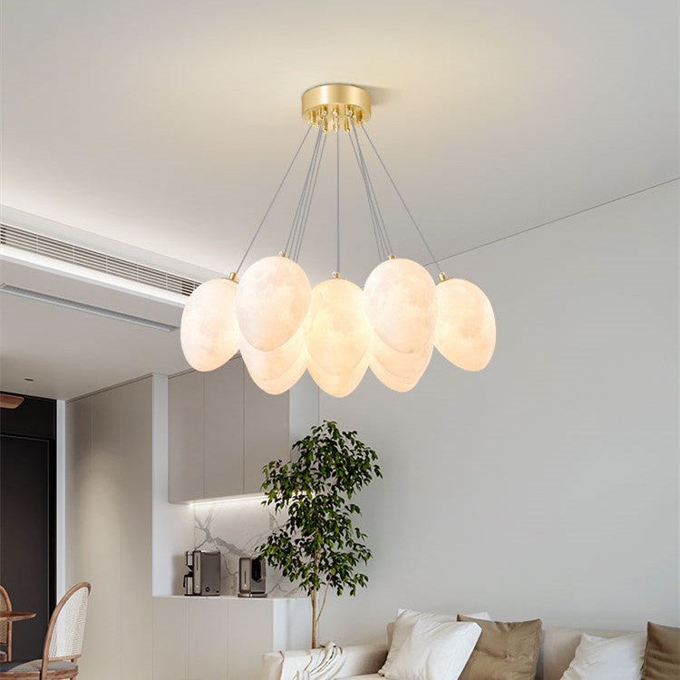 Modern Moon Bubble Gold Chandelier / 7dinosaur eggs 36CM / Tricolor dimming
