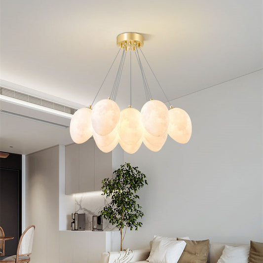 Modern Moon Bubble Gold Chandelier / 7dinosaur eggs 36CM / Tricolor dimming