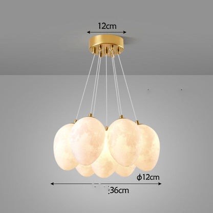 Modern Moon Bubble Gold Chandelier / 7heads moon 36CM / Tricolor dimming
