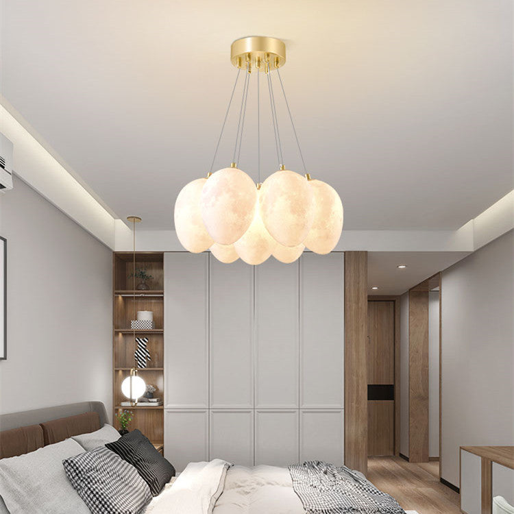 Modern Moon Bubble Gold Chandelier / 7dinosaur eggs 60CM / Tricolor dimming