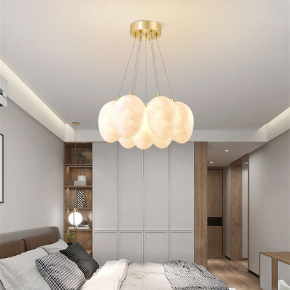 Modern Moon Bubble Gold Chandelier / 7dinosaur eggs 60CM / Tricolor dimming