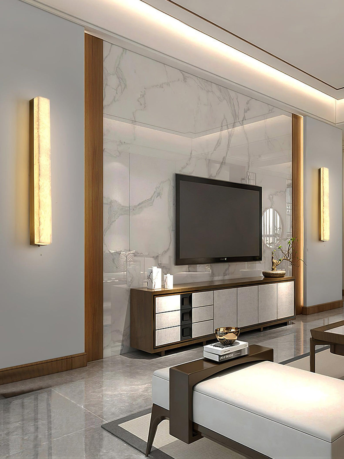 Monolith Brass Alabaster Wall Light