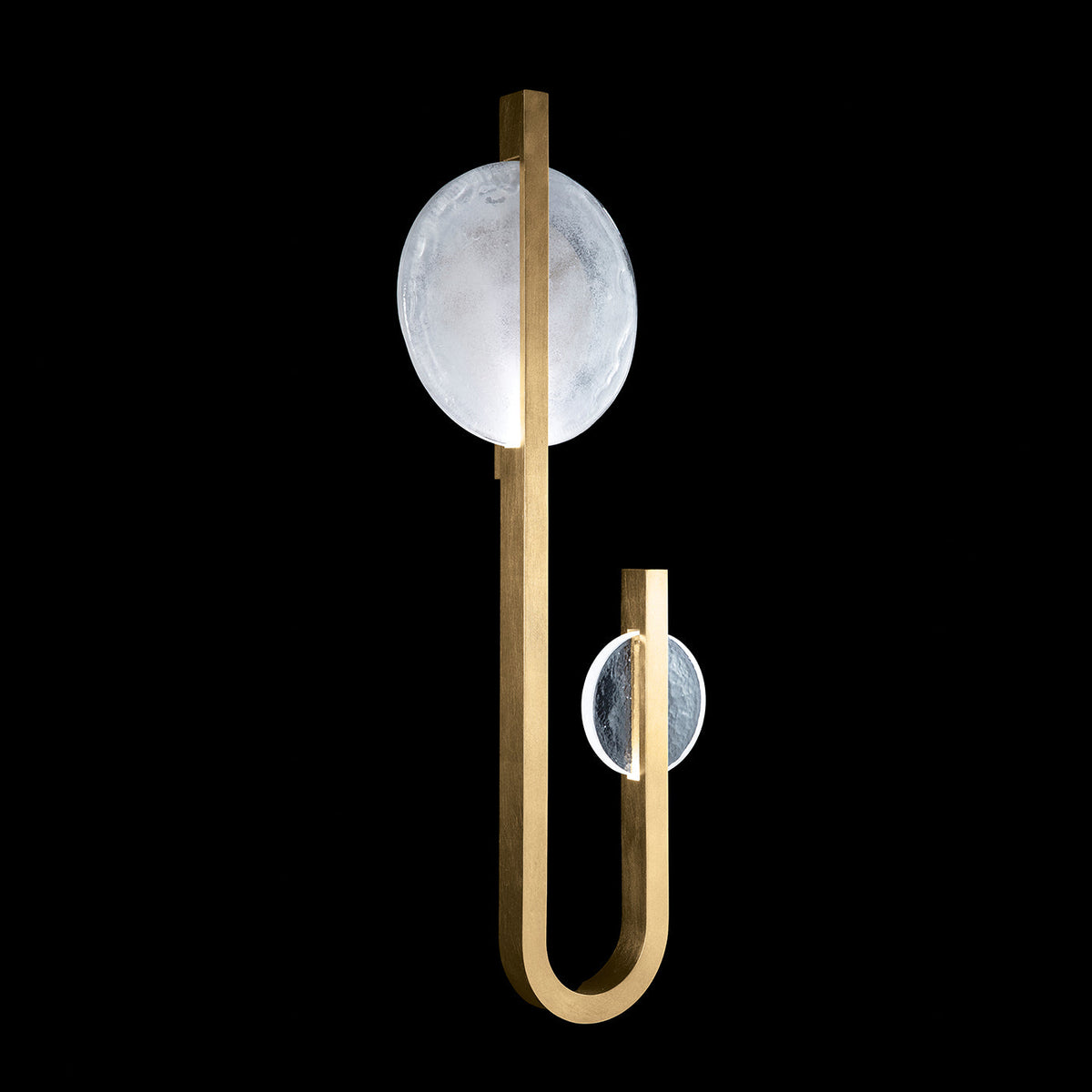 Moonphase Linear White Clear Glass Wall Sconce