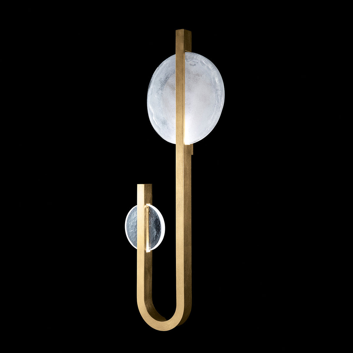 Moonphase Linear White Clear Glass Wall Sconce