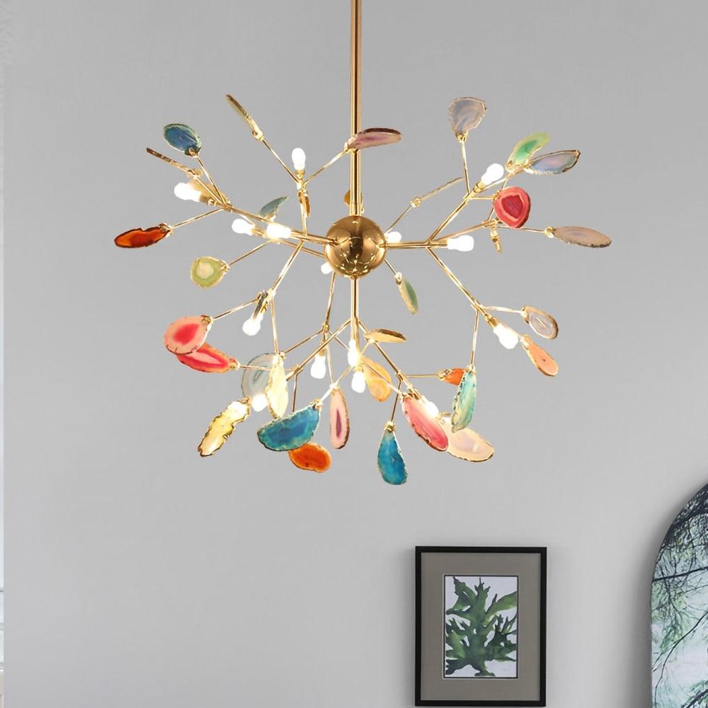 Mosaic Agate Gold Multi-Light Chandelier