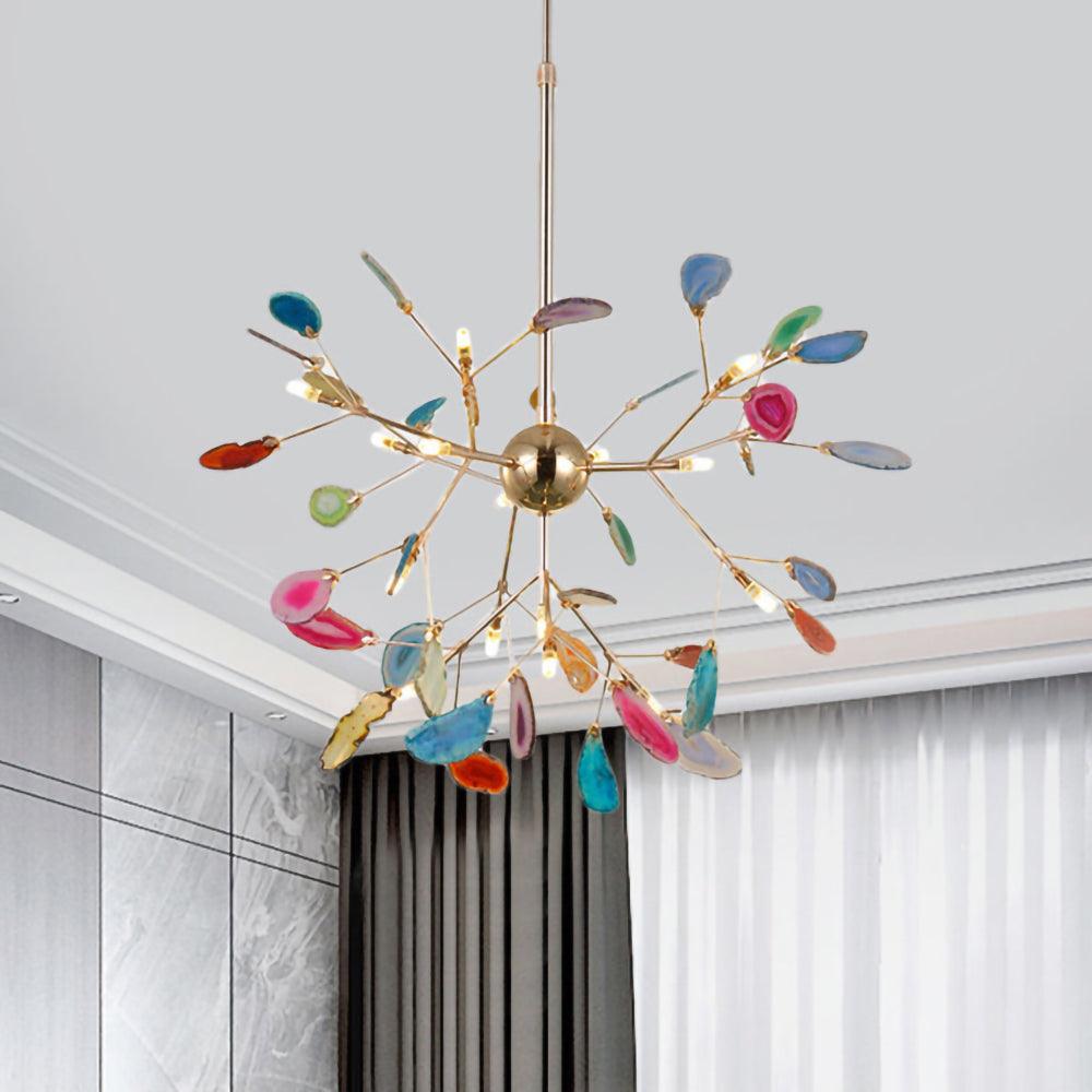 Mosaic Agate Gold Multi-Light Chandelier