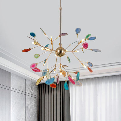 Mosaic Agate Gold Multi-Light Chandelier