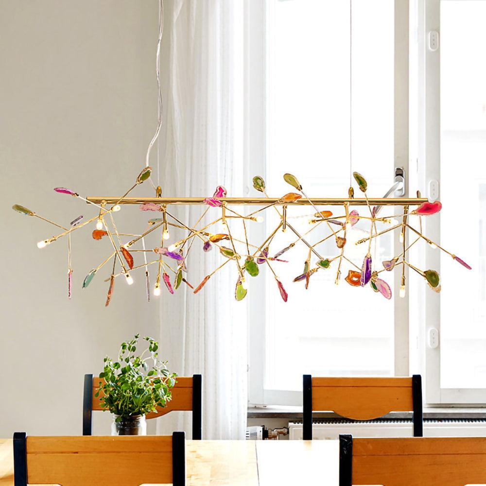 Mosaic Agate Gold Multi-Light Chandelier
