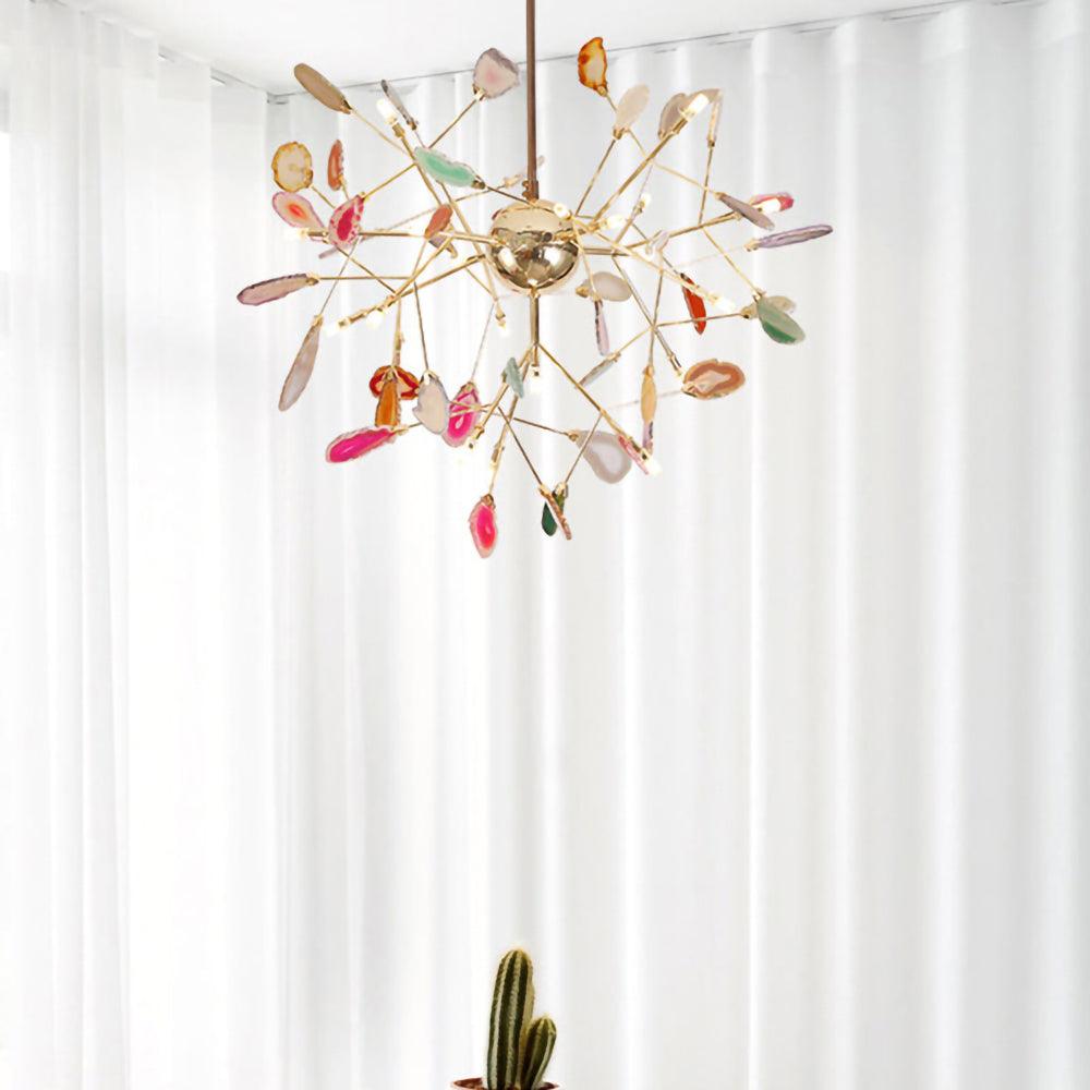Mosaic Agate Gold Multi-Light Chandelier